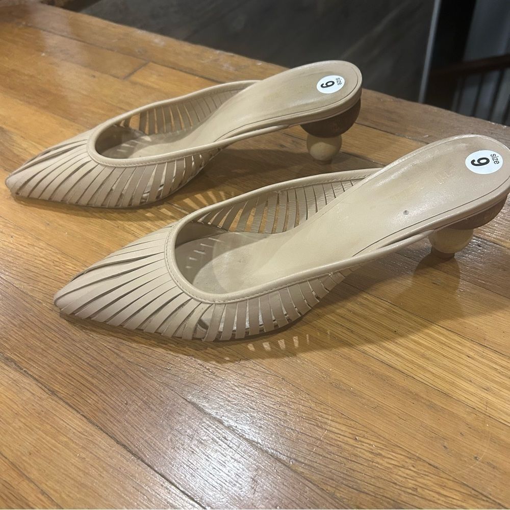 Cult Gaia Beige Mules with Unique Heel - Picture 2 of 16